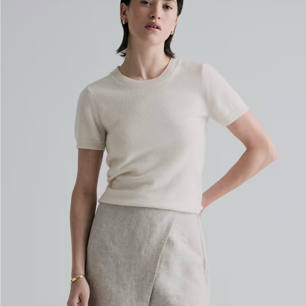 Quince Mongolian Cashmere Tee Ivory Size Small